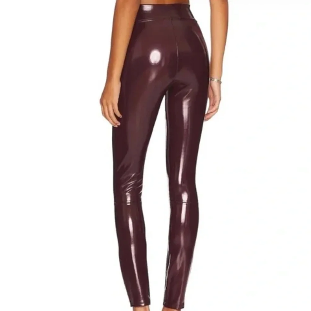 SPANX Faux Patent Leather Shiny Brown Bronze Metallic Leggings Small